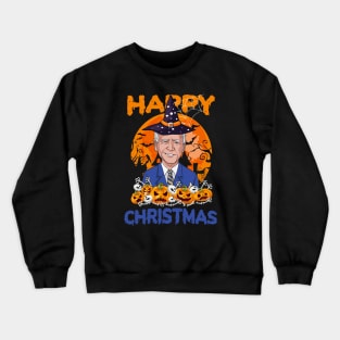 Funny Joe Biden Halloween Happy Christmas Witch Hat Anti Biden Crewneck Sweatshirt